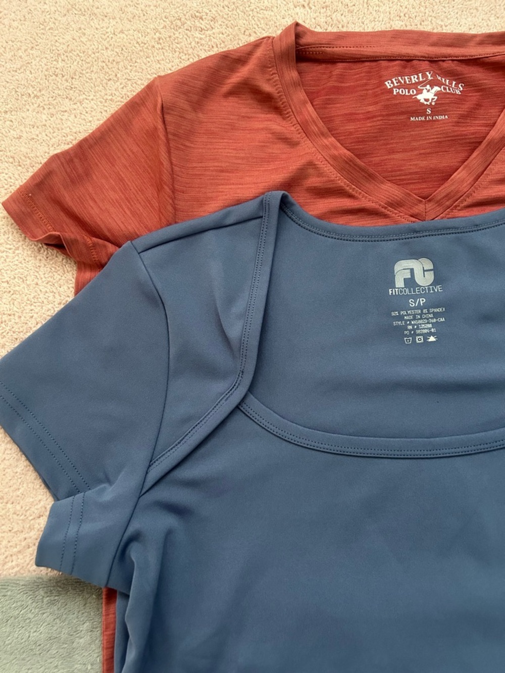 Beverly Hills Polo Club Women's Short Sleeve Tees - Rust & Steel Blue